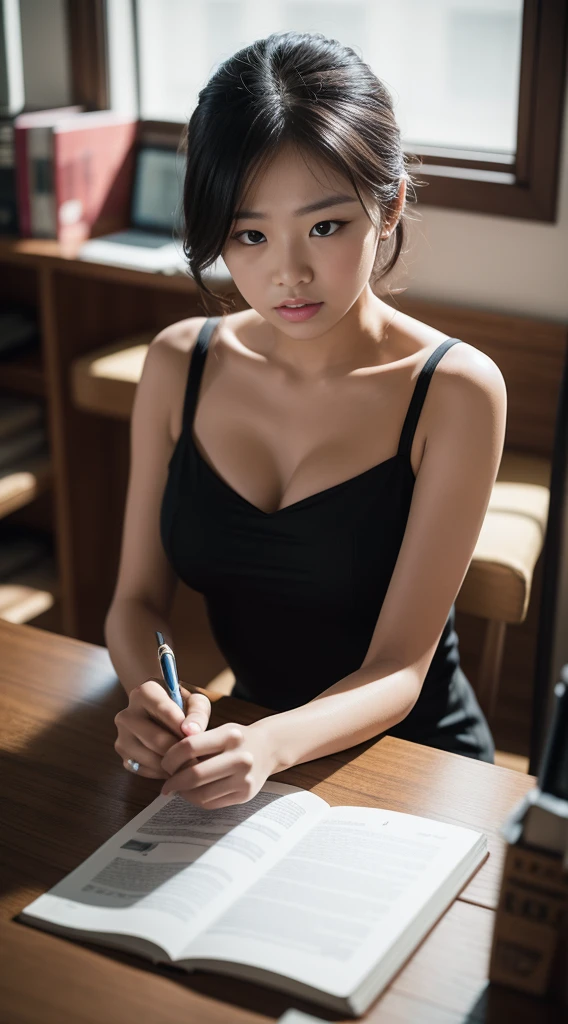 elegantly,dignified,Beautiful figure,,detailed eye, 双眼皮,Skin whitening designer,Desk work,(realisticlying,photo-realistic:1,37),top Quority,masterpaintings,Desk work,Do the design,Mid-breasted cleavage,Mid-breasted cleavage,Mid-breasted cleavage,Love love love love,living,the sea,Sun'rays