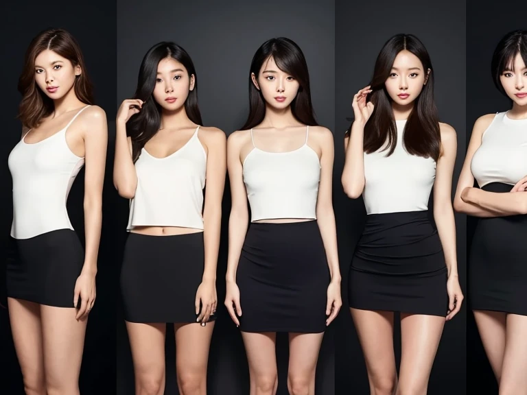 young、beautiful、Female announcer、Shaped face contour、Long Hair、Brown Hair、Fine iris、Elegant、Sexy face、Glowing Skin、Juicy lips、An open, seductive smile、Thick eyelasheodel Body Type、Earrings、blush、Black mini skirt、Perfect lighting、Perfect Shadow、Perfect Anatomy(((masterpiece))), ((highest quality)), ((Super detailed)), (CG illustration), (非常に邪悪でbeautiful)), (Cute Desktop Face),((alone))