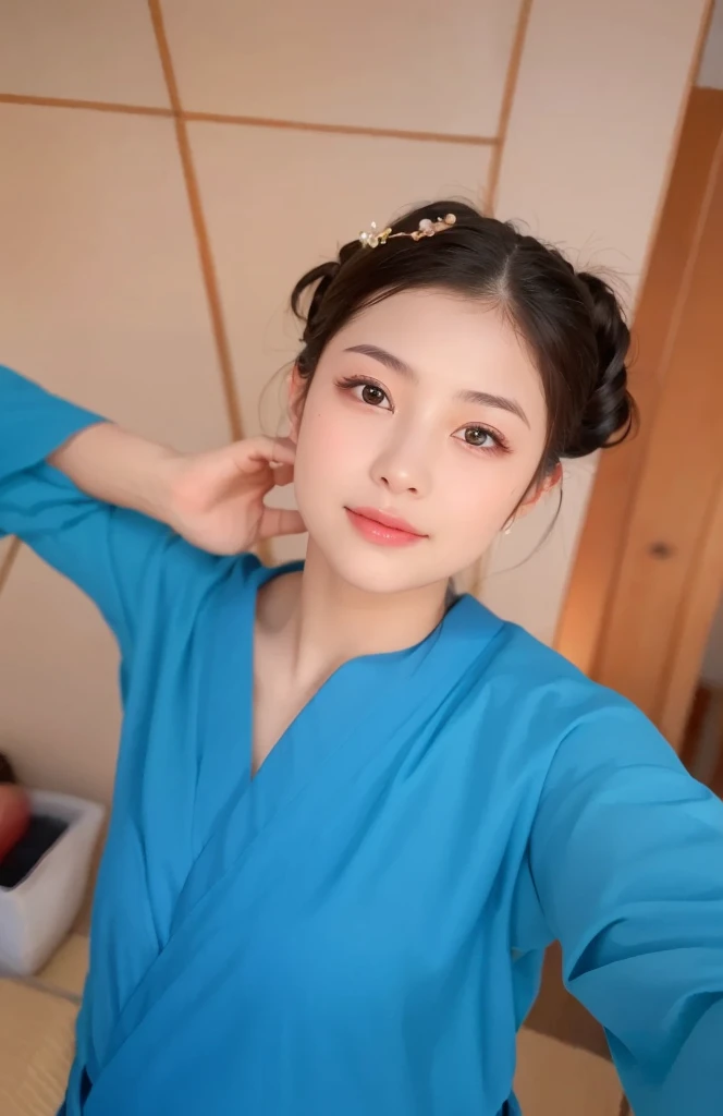 Obedient Wife、3、Height: 156cm, A little chubby、Japan in yukata、Yukata in a Japanese Inn、Shoulder out、clavicle、Japanese Model, Short Layered Hair、Laughter、smile、Of Japanese, Bathrobes、Neat and clean Japan woman, Japanese Goddess, Innocence、RAW Photos, (In 8K、Highest quality、masterpiece:1.2)、(Intricate details:1.4)、(Photorealistic:1.4)、Octane Rendering、Complex 3D rendering with ultra-detail, Studio Soft Light, Rim Light, Vivid details, Super Detail, Realistic skin texture, Detailed aspect, Beautiful details in the eyes, Highly detailed CG Unity 16k wallpaper, compensate, (Detailed Background:1.2), Shiny skin、