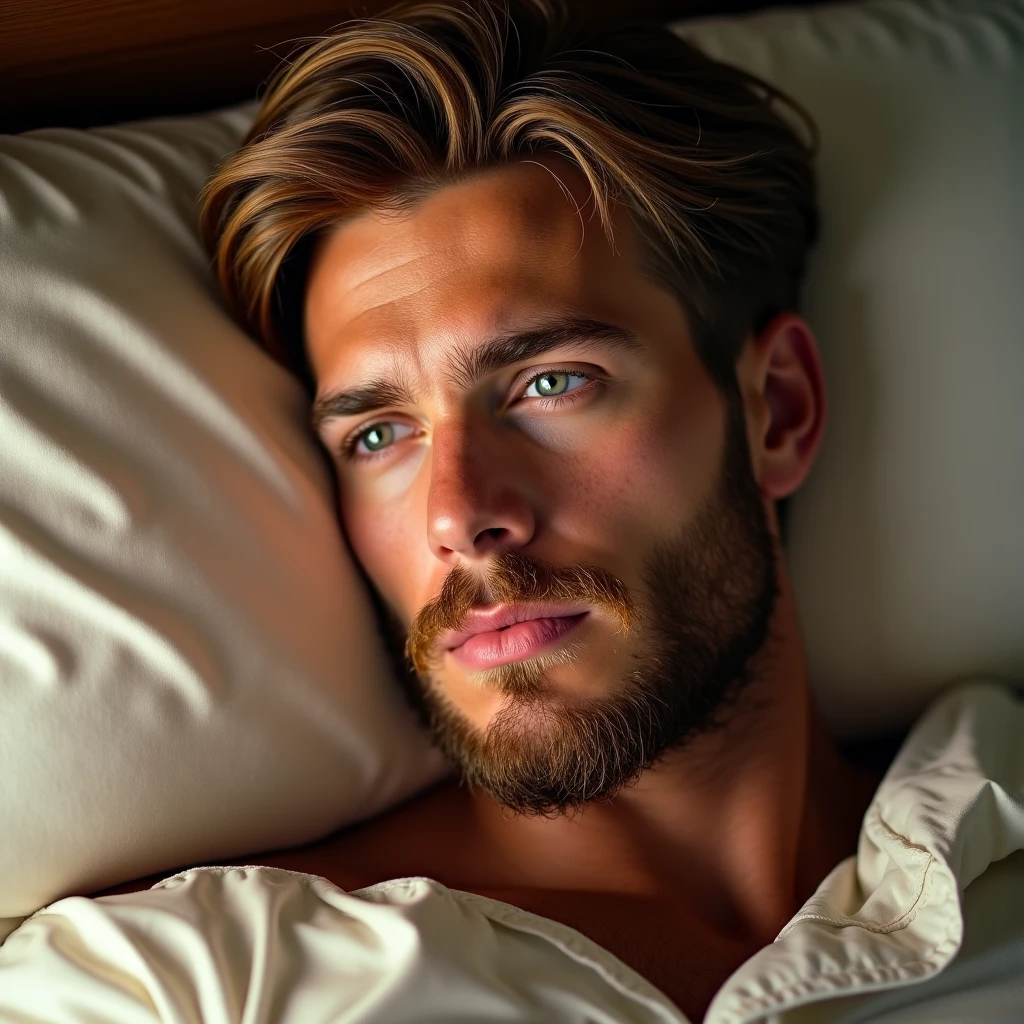 Robert pattsion pelado mostrando o corpo em um ensaio sexual,de cuecas emcima da cama.