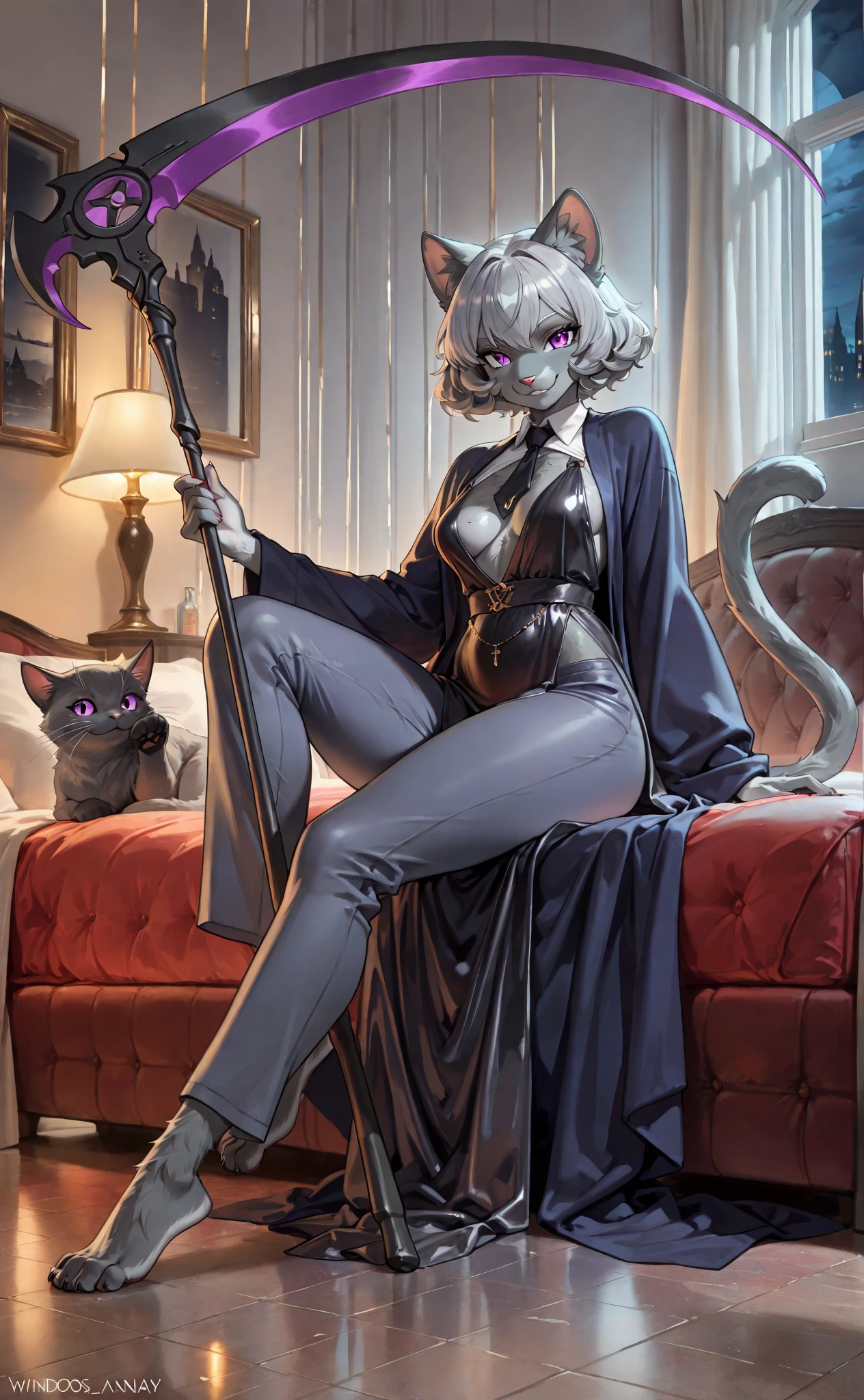 8k, masterpiece, best quality, highly detailed, 1 girl, tiefling, warlock, multicolored hair, very short straight hair green highlight hair on white hair, strippled hair, wearing glasses, round glasses, earrings, red eyeshadow, long eyelashes, navel piercing, blushed cheek, red lips, necklace, rings, collarbone, mole, glamorous, purple and teal clothing, villainy, smirk, seductive face, close up view, rings, looking at viewer, demon horns, solo, royal dress, black lace gloves, fur coat, palace, blue pale moon, sitting on throne