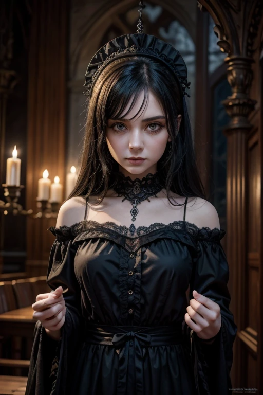 A captivating gothic catgirl, adorned with a black hat, poses against a backdrop of digital art by Yang J. Trendsetting CG society themes intertwine with gothic and fantasy gothic art elements. Her enchanting eyes and dark, mystical aura exude an air of beauty and allure. The artwork, in the style of fantasy, showcases a dark, brooding portrait of a gothic catgirl, with a touch of Tom Bagshaw's distinctive dark fantasy art style.
