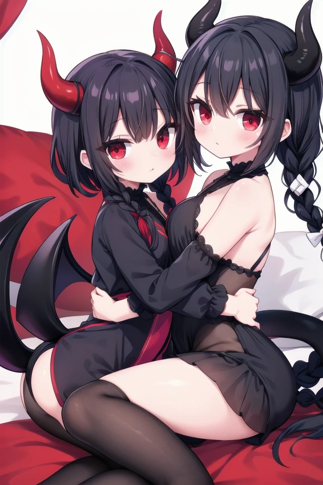 artwork, best quality, naked, highest quality pussy, detailed eyes, full naked body, small breasts, narrow waist, Rory Mercury, smile, closed mouth, red eyes, black hair, long hair, goth, ribbon, bow hair, garter belts, thighs, gauntlets, holding alabasta weapon,