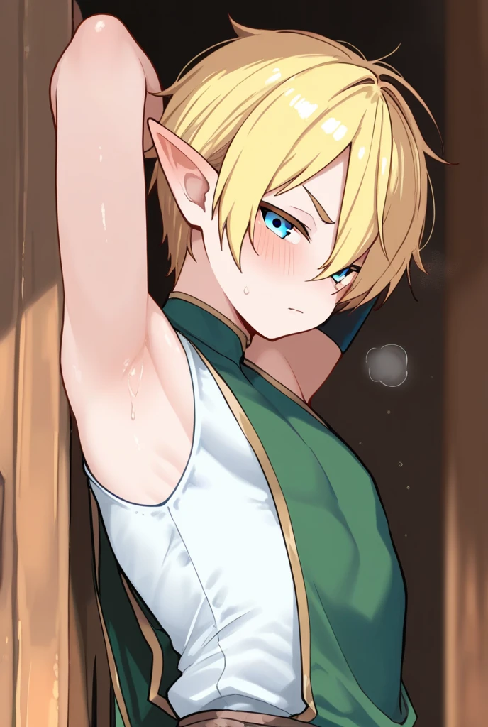 juvenile,Japanese,Upper body naked,man,Is ejaculating,whole body,Erect penis,Slim body,uniform,Link from the Legend of Zelda,My body is being licked by tentacles,Children's Link
