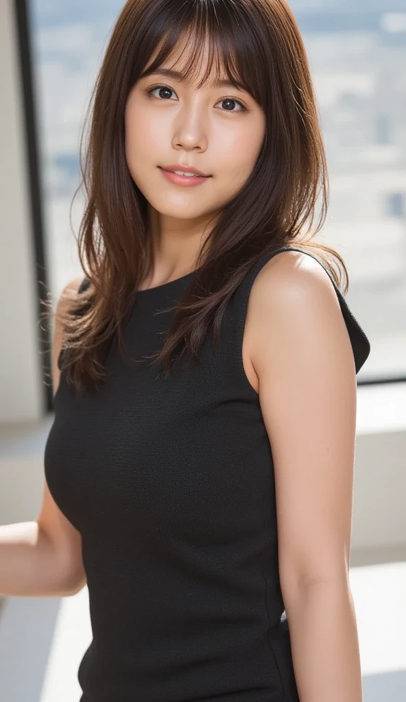 (highest quality,8K,masterpiece), Arafe Asian woman in black dress doing yoga pose, japanese goddess, japanese model, elegant japanese woman, Captured on 2 0 2 0, Japanese style, pose with your hands behind your body!, big breasts,emphasize cleavage, very beautiful face,lip gloss, butt,peach,Wearing a red tight dress,wear garter stockings,