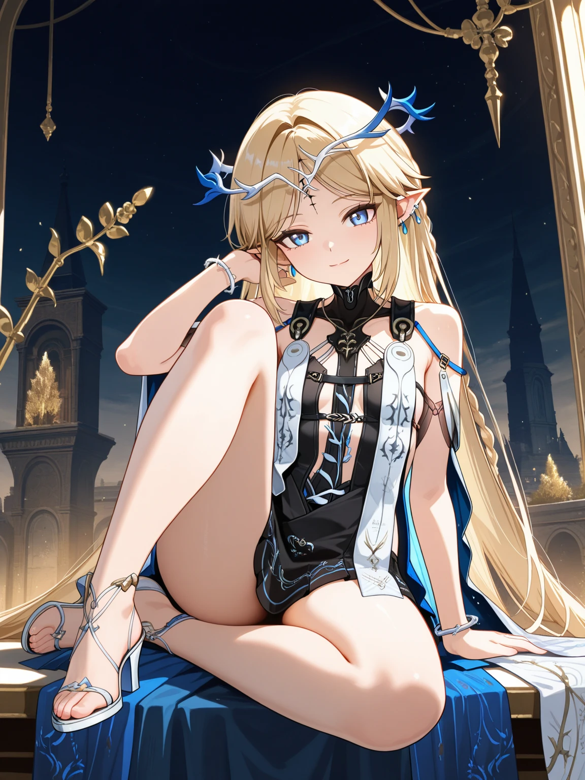 Cleopatra,No underwear, the feet,is shy, Feet,Exposed genitals,clear liquid,Bigchest,transparent panty,soaking wet,Emotive expressions,Ambiguous,taunt,Unoccluded,There is no lower limit,Mesh socks,black lence stockings,a queen,camel-toe,Exposed pubic hair,the expression is mocking,Sit and open your legs