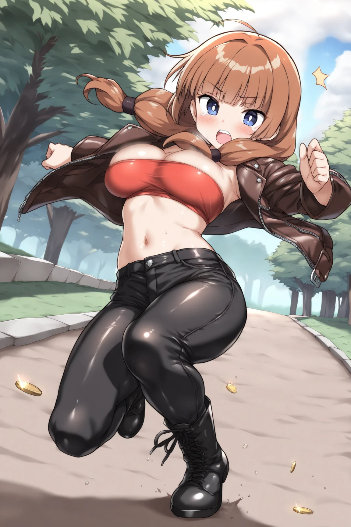 (Lexa Doig, age 25, metal slave bikini) is in the real life movie of anime Keijo!!!!!!!, she is dueling with sexy women by bumping butts and breasts, obstacle course arena