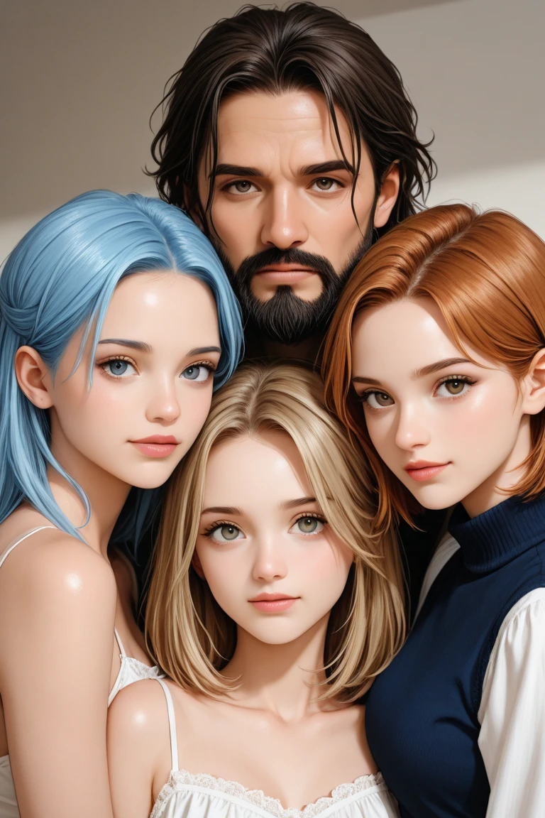 crie uma imagem com 5 pessoas de costas, of these 5 people 3 are men and 2 are women, todos de costas.