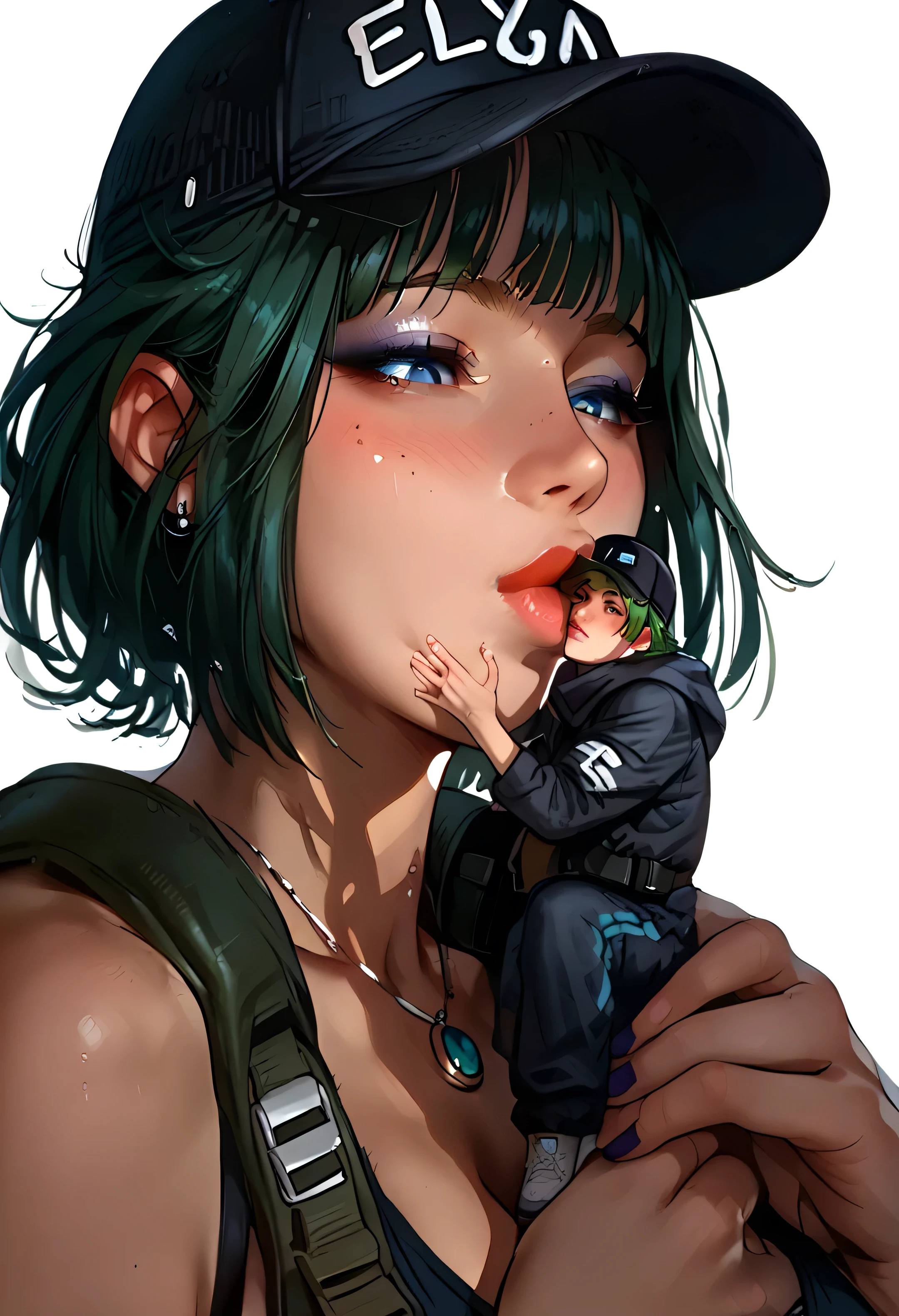 score_9, score_8_up, score_7_up, score_6_up, low angle, score_9. score_8_up, score_7_up, score_6_up, score_5_up, score_4_up, Ela, ela elite \(Rainbow Six Siege\),ela, ela \(Rainbow Six Siege\ HD, perfect masterpiece,score_9, score_8_up, score_7_up, score_6_up, score_5_up, score_4_up, score_8_up, score_7_up, Freckles, fFaceDetail, beautiful face, high detailed face, curvy body, jewelry, necklace, make up, bimbo lips, perfect eyeliner, black nails, lips, , red blush, cap, fingernails, fingerless gloves, short bobcut, green hair, girl, fat ass, fat breast, blue eyes,intricate detail, high res, 2d, comic drawing style, black, outlines,pokemon_(anime),Asian-Less2-Neg,
Giantess Kiss, 1girl (pacifica), Giant female, 1boy, miniature male, size difference, full-face kiss from giantess to miniature man, imminent kiss, female holding male with one hand,