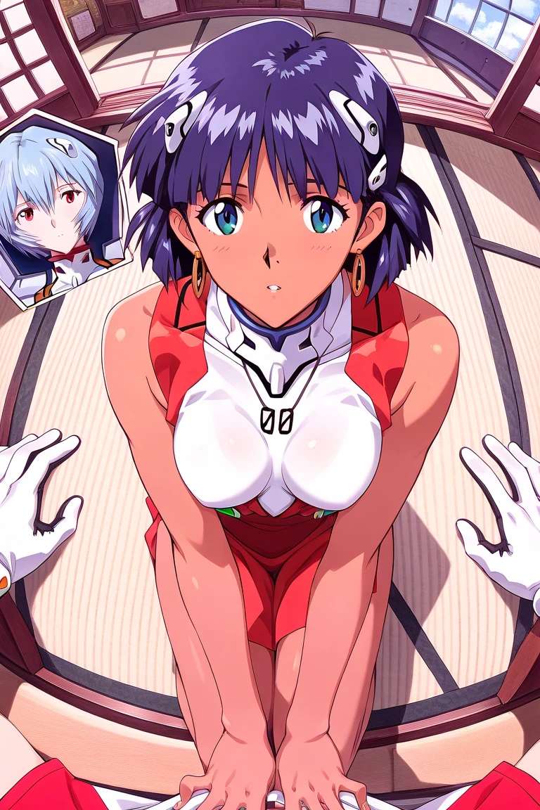 1990s,anime art style,anime screencap,spread legs,full body standing,(nsfw),(nude),(gigantic breast),(((dropping breast))),slim waist,(masterpiece, highest quality, detailed background),perfect anatomy,(perfect face),saionji_nana me,1 girl,hair ornaments,twintail,Happy,Are standing,classroom,arms bihind head,