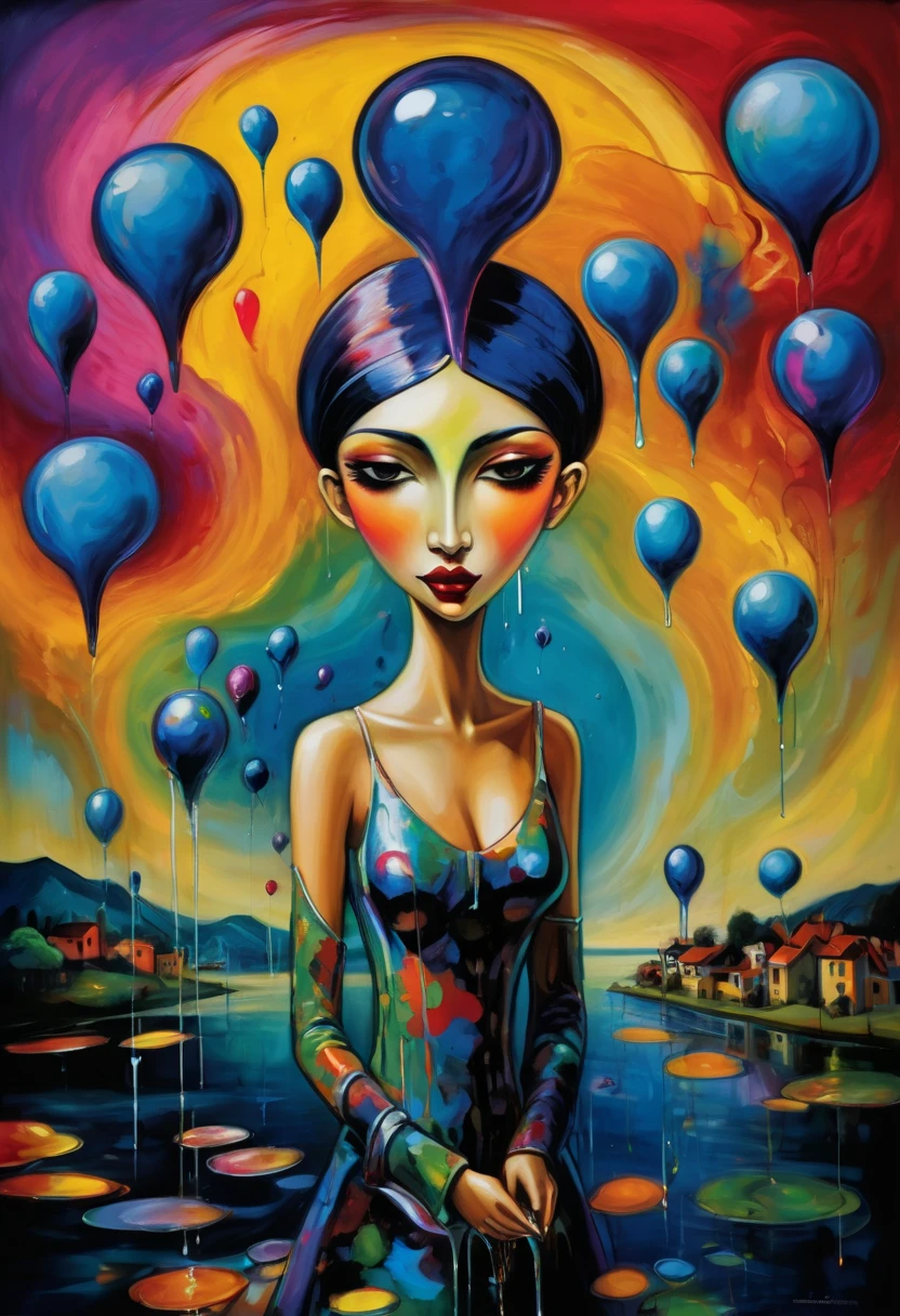 (Artistic Masterpiece of Romantic Life) ( (Themed Art of Life) ( (Conceptual Art) (NFT Exclusive) (Fauvism Work) ()”) Where visual poetry transcends traditional boundaries and embraces the dynamic interplay between creativity and technology Takes),dripping paint,darkart,style, in the style of esao andrews