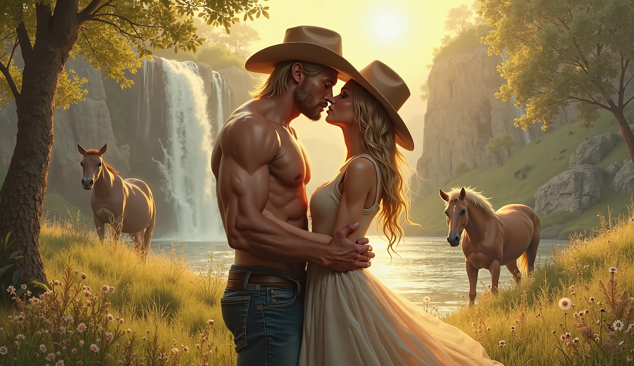 score_9, score_8, score_7_up, 1girl, 2boy, magnificent body, A luscious milkmaid has fun with her boyfriend on a farm, friendly ???