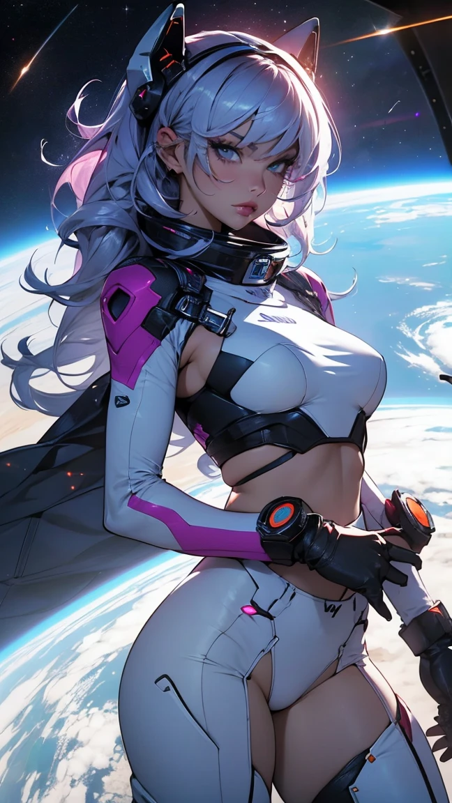 ((best quality)), ((masterpiece)), (detailed), [ WOMAN], [QUEEN] [BIG BOOBS] [FALLNG  IN SPACE] 