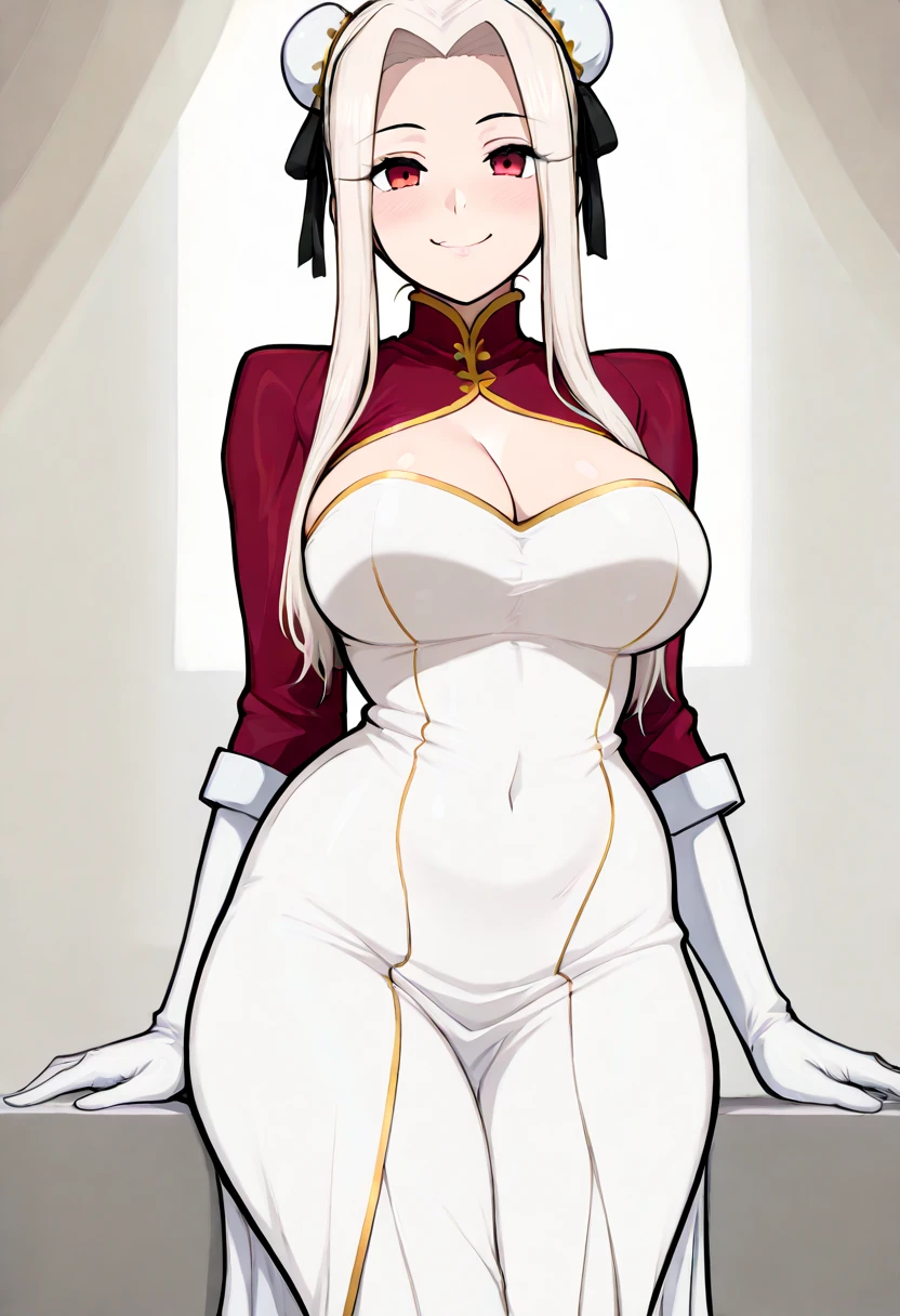 (((masterpiece,high resolution,best quality))), 1girl, solo,wine bottle,bare legs, large breasts, lying, on back, petals, looking at viewer, armpits, open mouth, solo, blush, wet clothes, heart, arms up, wet, bed sheet, origin, 1girl, red cape, boots, gloves, epaulettes, black corset, corset, black gloves, :d, black skirt, Pirotess kiss Forest Princess, (yellow eyes), white hair, silver hair, very long hair, straight hair, solo, adult woman, tall, slightly muscular, large breasted, cleavage, constricted waist, Toned body, slight abs, thin dark skin, pointy ears, lipstick, makeup, black eyeshadow, circlet, white short dress, jewelry, bracelet, white gloves, thigh boots