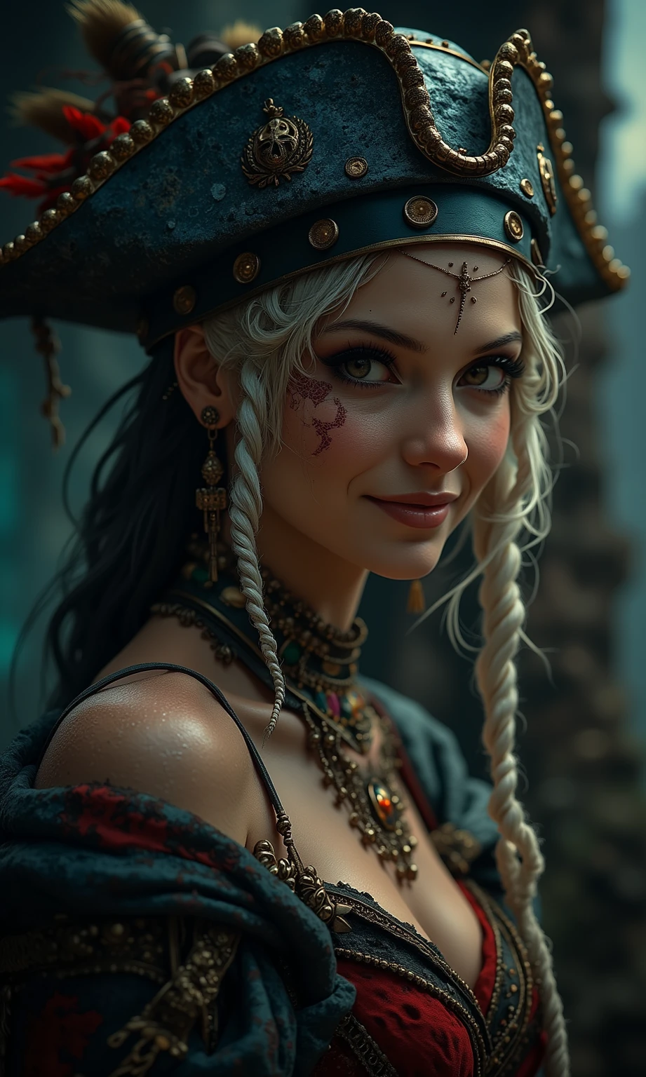 Best quality)), ((masterpiece)), (detailed:1.4), 3D, Beetlejuice woman cosplay wiltshire hill cemetery, steampunk corset, steampunk top hat, in the style of striped compositions, nightcore, green and black stripes stockings, meticulous, malicious gal , mars ravelo, eccentric props ,HDR (High Dynamic Range),Ray Tracing,NVIDIA RTX,Super-Resolution,Unreal 5,Subsurface scattering,PBR Texturing,Post-processing,Anisotropic Filtering,Depth-of-field,Maximum clarity and sharpness,Multi-layered textures,Albedo and Specular maps,Surface shading,Accurate simulation of light-material interaction,Perfect proportions,Octane Render,Two-tone lighting,Wide aperture,Low ISO,White balance,Rule of thirds,8K RAW,