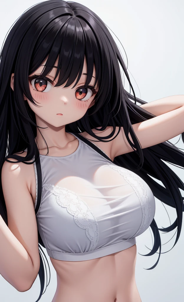 Mature big sister,Black long hair,Black tube top,Chinese style,Beautiful black eyes,Extremely detailed,high resolution,Simple background