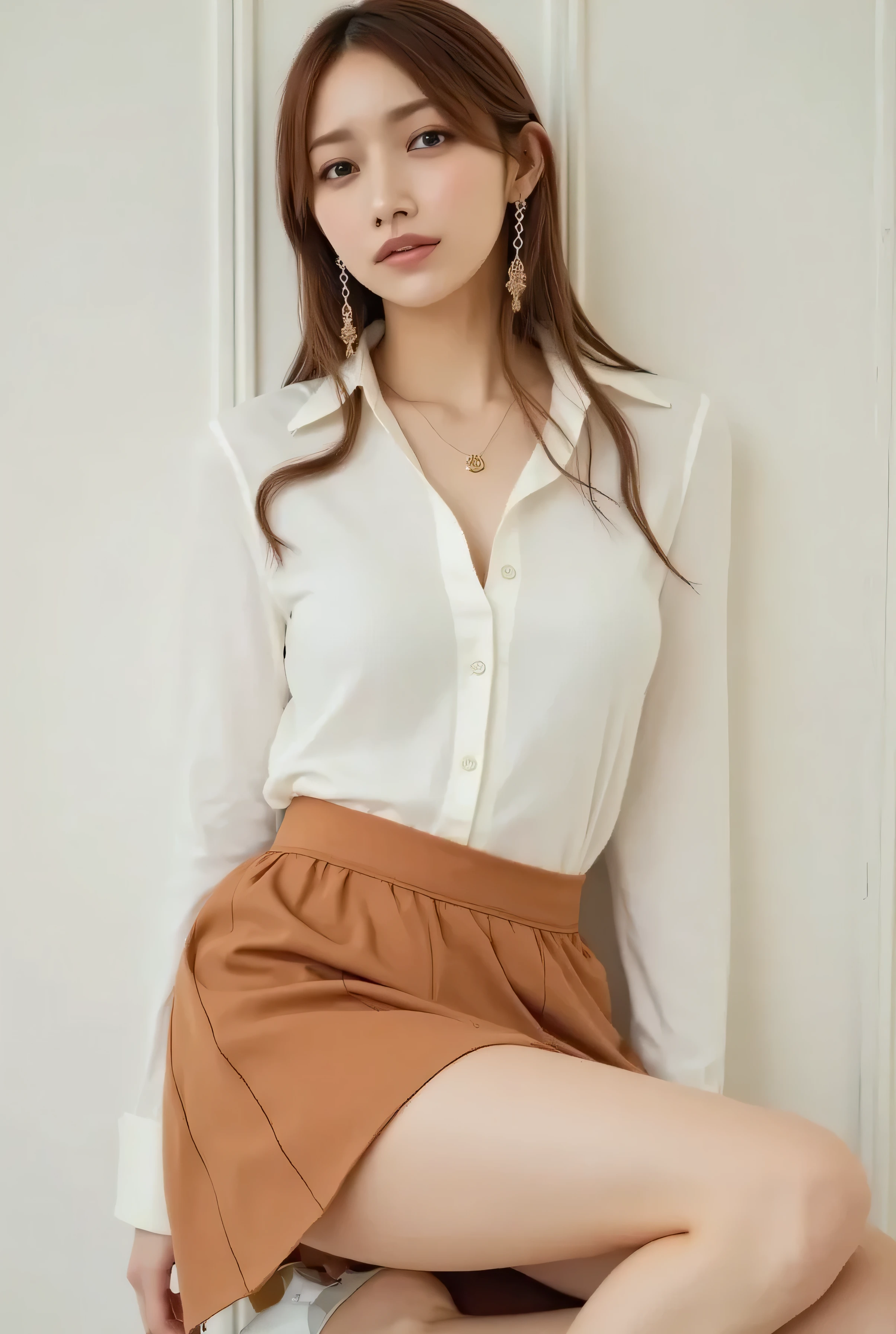 1girl, woman, masterpiece, best quality, highest quality, cinematic lighting, (volumetric lighting), extremely detailed CG unity 8k wallpaper, focused, 8k wallpaper, extremely detailed, ultra realistic, photorealistic, sharp focus, absurdres, (HDR:1.2), (high contrast), photograph, detailed and intricate, instagram, portrait, highly detailed, digital painting, artstation, concept art, smooth, sharp focus, illustration, cinematic lighting, (golden ratio of breast size), ((medium shoulder)), (skinny legs), (slender body), ((height 163cm)), (HQ skin:1.4), (hips shot, hip level shot), medium shot, (knit strap tank top, short skirt), (real skin of thighs), ((long hair))