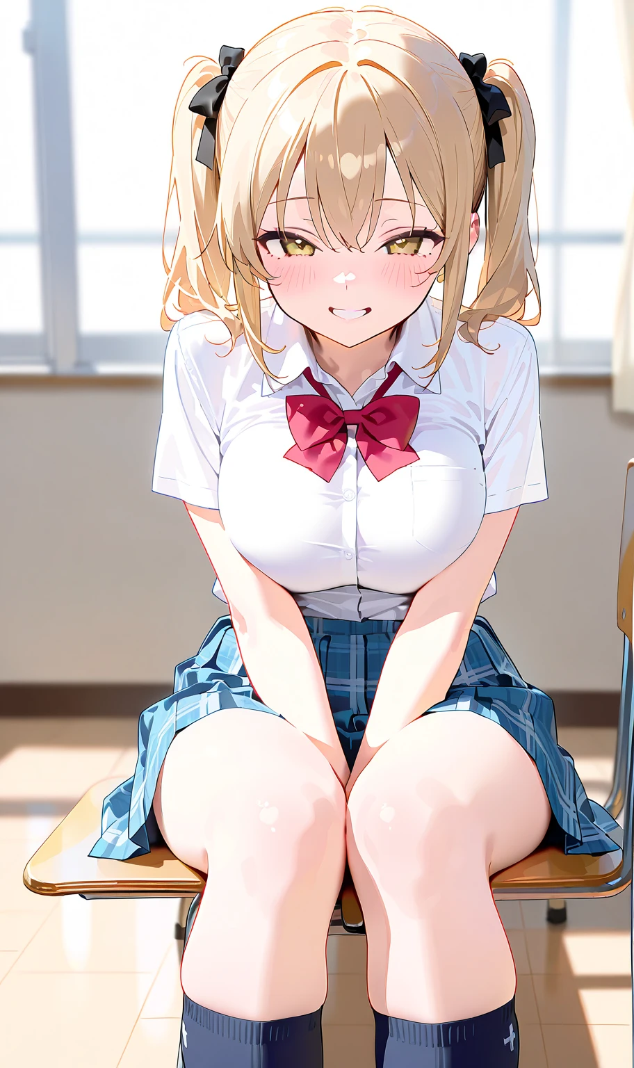 from front,focus on panties,fine underwear,black panty,flat chest
,BREAK,
eri ayase, blue eyes, blonde hair, ponytail, scrunchie,
,BREAK,
gyaru, shirt, plaid, bow, blush, white shirt, hair ornament, nail polish, plaid skirt, bowtie, pleated skirt,cleavage
,BREAK,
{{{shaded face}}}, naughty smile, mock, smile big, happy smile, open mouth, looking down at viewer, masterpiece,absurderes, beautiful detailed face
,BREAK,
,Squat,looking down at viewer,Squatting,
((masutepiece,hight resolution)), masutepiece, Best Quality, , absurderes, Perfect Skin, Detailed skin texture, ultra-detailliert, 8K, Intricate details, beautifull detailed face,hight resolution, 1girl ,from front.
indoors,locker room