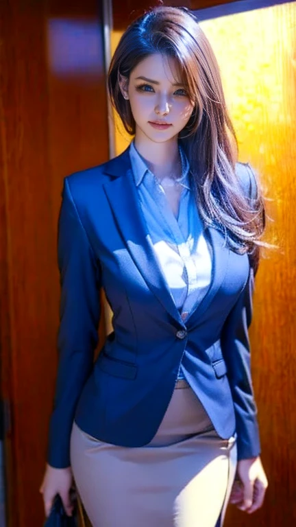 Woman in a suit standing on the sidewalk,((25-year-old woman))、small Breasts、Dark brown hair color、Hairstyle with bangs、Various hairstyles、Hairstyles of different lengths、(8k, RAW Photos, highest quality, Tabletop: 1.2),、(Realistic, Realistic: 1.3), Cityscape, Day, Sunny Morning, Professional Lighting, Photon Mapping, shirt, (Woman in a suit,) Silk Suit、Pencil Skirt、Tight Skirt、((Delicate photo)),(Detailed RAW Photos of Girls), (Tabletop:1.25), (highest quality:1.6), (超A high resolution:1.5), (Realistic:1.75), 8k resolution, Caphin EOS R5, 50mm, absurdes, Ultra-detailed,Cinema Lighting, (Skirt Lift:1.5)、nsfw、the wind is strong、smile、Skirt flipped up, ((phi_panties)),