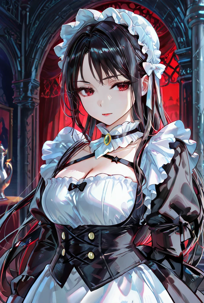 Expressionless succubus maid　Long Black Hair