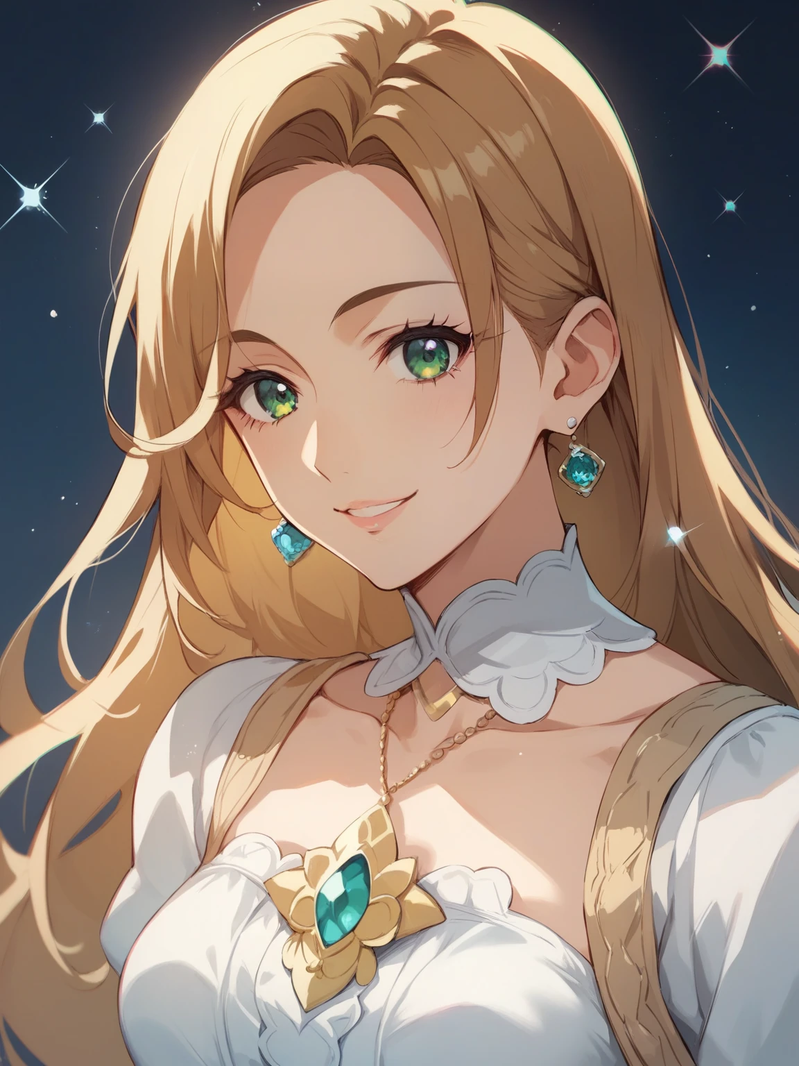 score_9, score_8_up, score_7_up, score_6_up, source_anime, nsfw,Mother with her daughters on the space station, girl with long blond hair, long brown haired girl. petite mother with long hair and dark green eyes,smile,Pretty Cure Style:1.3,glitter,