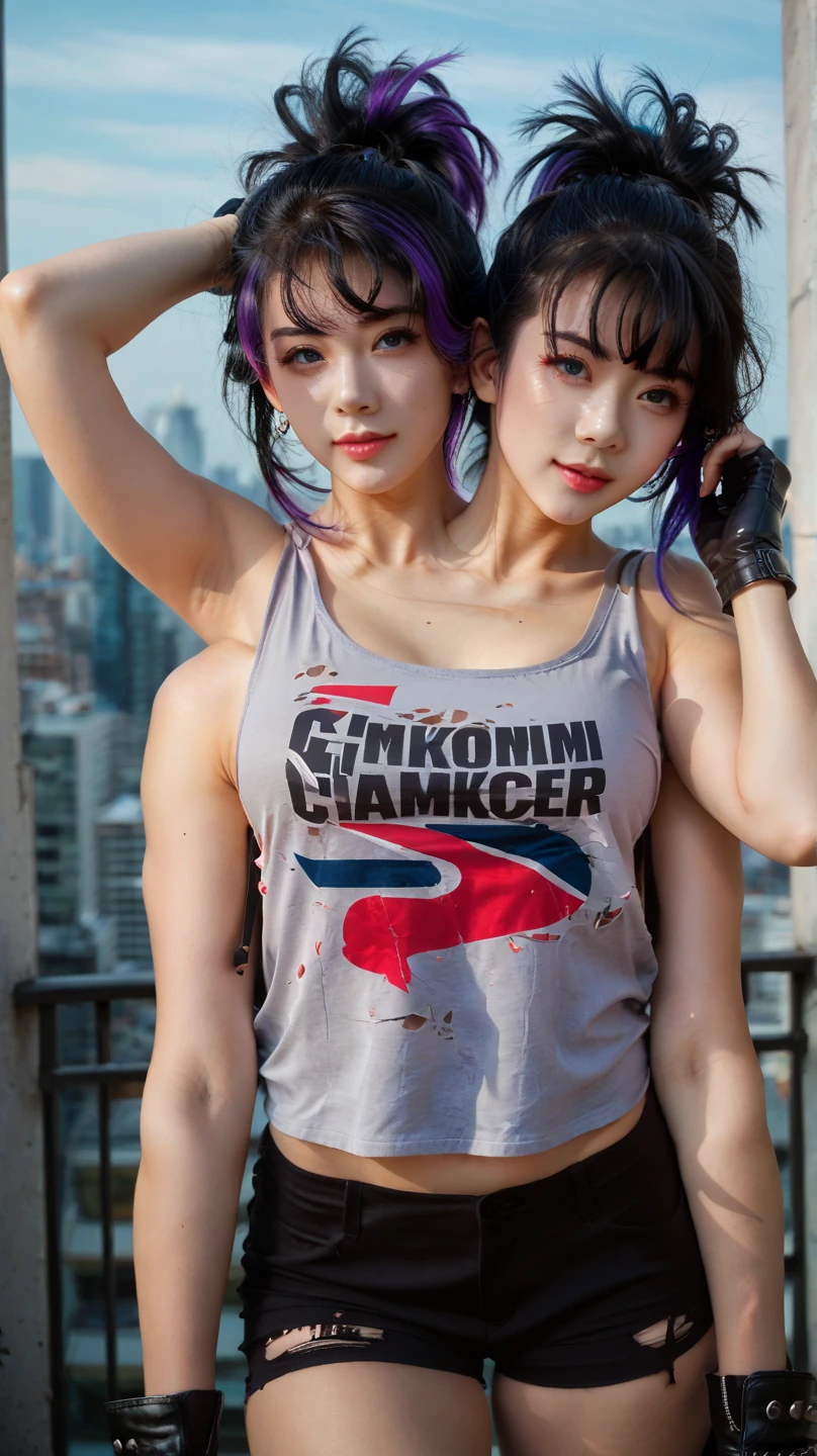 Punk girls, confident, strong but gentle, attractive, hyper realism, realistic, photography, hd, hi res, adult, stylish clothing, athletic builds, different races, different heights