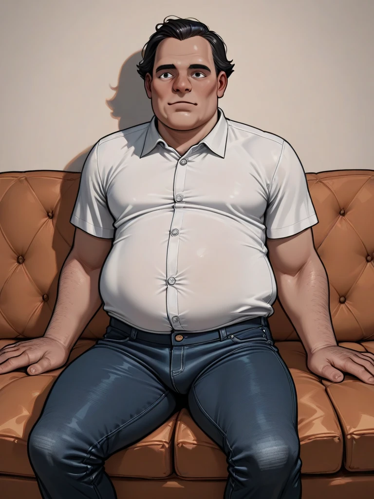 He is sitting with his legs open and resting one arm on the park bench., He is a chubby man, with extremely thick thighs, a large belly, fat, 50 years old, bearded, with a huge beard, wearing an open, unbuttoned plaid t-shirt, (mature older strong man, hairy shoulders, bodybuilder , bulging muscles, wearing latex thong, barefoot, full body, face looks like Tom Selleck, smiling with teeth showing, walking towards me, wearing cool sneakers(futuristic), knee high socks(white), wearing reflective sunglasses, white hair on the sides, ))), gold chain neck rings, watch on wrist, pulseiras no pulso, fotografia de Corpo completo imagem de corpo inteiro, low side angles. Detailed image dynamic image. He doesn't wear clothes.Only plump, chubby, extremely thick thighs, large belly, fat, "Two plump men with big guts, sporting ginger short hair and beards, They are wearing only underwear. The image is of the highest quality, with ultra-detailed realism and vivid colors. The lighting highlights every curve and texture, creating a visually stunning portrait.(b0ndage,strap, bondage outfit), lean on the bar, in nightclub, neon lights, floated in the air shirtless Caucasian male with short dark hair and he body full tattoo. wearing black leather harness and briefs, he make black gloves. He wore fur robes, he eyes is golden. Intense cinematic scene, Full-body shot, Robust and robust real-world environment, short-hair, thick arm muscles, thick leg muscles, bbw, strong, Fat middle-aged man with a bright smile, wear shorts