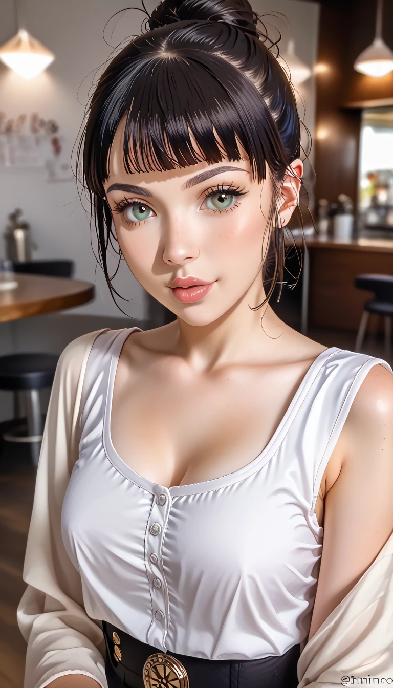 masterpiece, best quality, 8k, (looking at the viewer: 1.1), beautiful, hot, seductive, womam
woman with tanned skin,medium breasts, oiled black hair, (eye contact: 1.1), beautiful face, (detailed face: 1.2), (animated: 1.2), hyper detailed, best quality, ultra high resolution, brown hair , cozy house interior, photorealistic, high resolution, detailed , raw photo, 1girl, white clothes, night, city lights, rain
