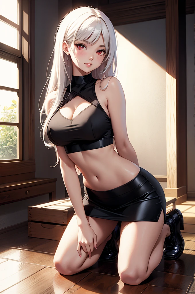 Silver Wolf, Masterpiece, Best quality, Ultra detailed, Extremely detailed 16k CG wallpaper, Beautiful face, (Silver Wolf in Esports Room), (Perfect Beautiful Curved Figure), Seated, Rainbow Color Jewel Eyes, Wearing Resin Hologram Sports Bra, Crop Top Drape, Mini pleated skirt, Bell collar, logo, impotence, Contour light, Concert, neon lights sign, Audio, Bell collar, Esports Headset, Computer, Esports Room, Play games, White interior through red skin, holographic projections, Flat sphere, Graffiti logo, highly detailed tattoo_,