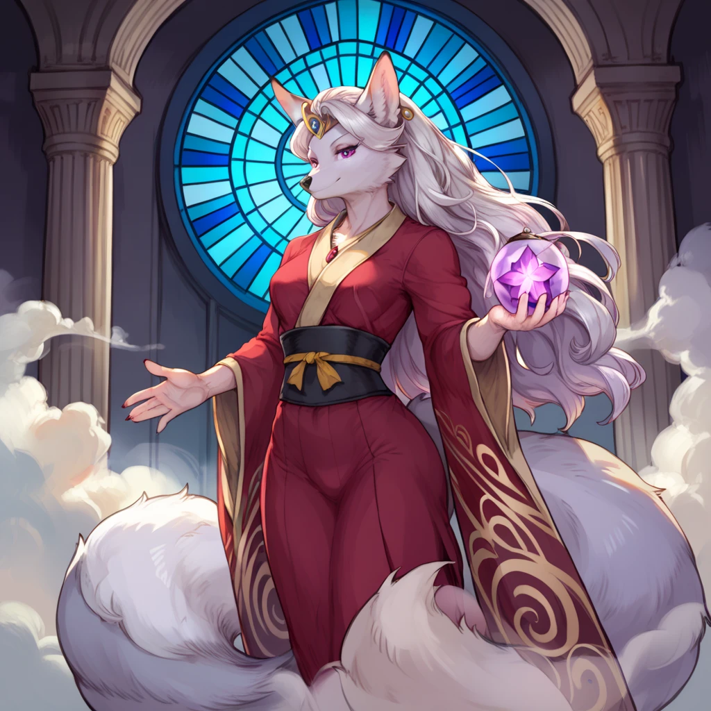 Create art of Undertale's character Toriel as an anthropomorphic goat wearing outfits inspired by a Dungeons and Dragons mage. Toriel is depicted with an anthropomorphic goat shape, retaining her distinctive facial features, such as her gentle eyes and curved horns. She wears a long, elegant hooded dress made of deep red velvet fabric. The dress features gold accents along the edges and a gold band fitted at the waist. On the back of the dress, there is a fluttering goat's tail, with the same colors and details as the dress. Around her neck, Toriel wears an enchanted necklace, with a pendant shaped like a bright blue flame, symbolizing her magical power. She wears bracelets on her wrist, with ancient runes engraved, conferring protection and amplifying her magic. Toriel's horns are golden and possess a soft glow, representing her wisdom and connection to the spirit world. His facial expression is serene and calm, conveying a sense of tranquility and inner power. Around it, arcane symbols and magical sparks float, creating a mystical and enveloping atmosphere. She holds an old, dusty book, which contains the secrets and teachings of ancient magic. Toriel's character art as an anthropomorphic goat in typical Dungeons and Dragons mage clothing should emphasize her wise, magical, and protective essence, highlighting her connection to the spirit world and occult wisdom. Famous character ((Toriel Dreanmur)), Anthropomorphic ((Goat)), Adult, Big chest, sensual clothing. Dokkaku style art.