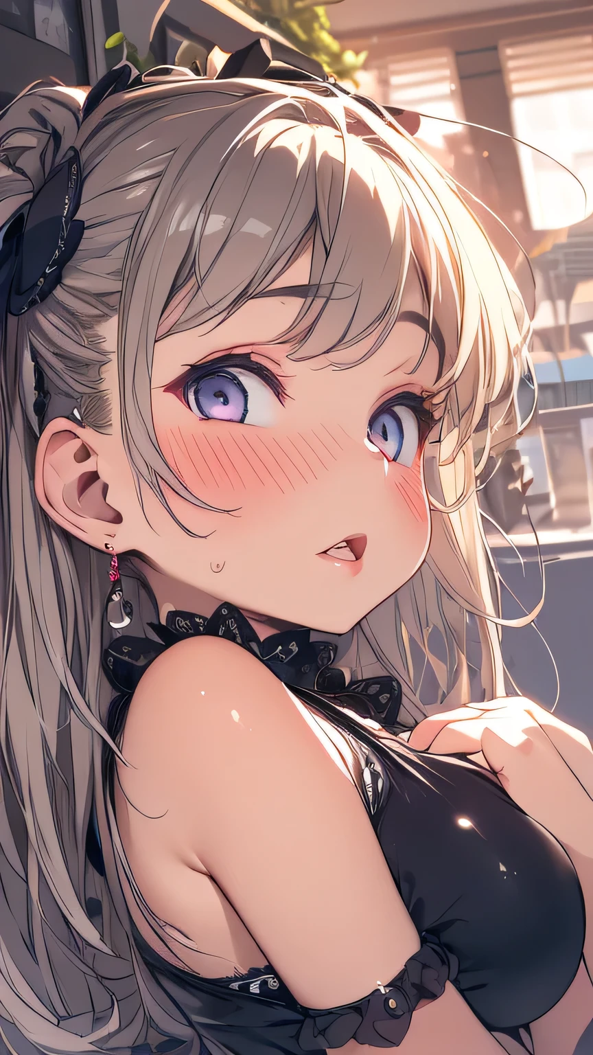 1 girl fisheye lens Panty angle blush realistic textured panty focus motion line