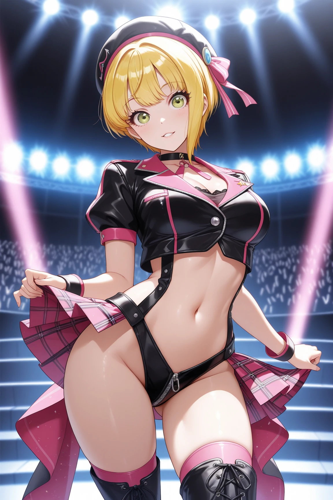((velocity)),Attacked by farts, (((Women farting))),(girl farting while dance),(a girl pop idol),velocity,(detailed eyes)(,(wearing a pink pop idol suit),(her butt facing screen)) (short blonde hair),(Asian woman),(theater stage),(masterpiece:1.2、top-quality, best-quality)、(the Extremely Detailed CG Unity 8K Wallpapers、ultra-detailed、Best Shadows)、(细致背景)、(The best lighting、extremely delicate and beautiful)、depth of fields、1girl in、独奏、