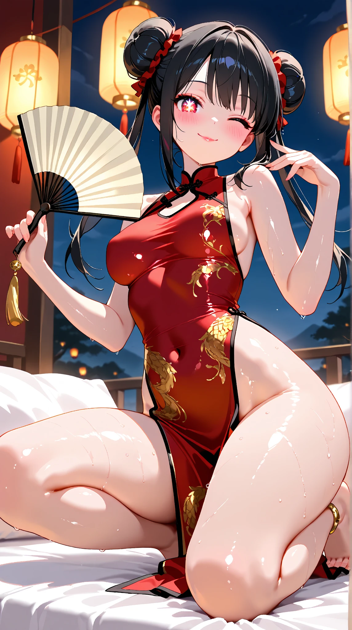 (full body, pov kimono style swimsuit) (beautiful body), (solo:2, 15 yo, blunt bangs:1.3 black hair long hair sexy shrine girl, sexy closed eyes, happy smile), (in a japanese shrine:1.2 beautiful one piece swimsuit, exposure wabisabi:1.3 white and red, Fundosi:1.2), break, in the Swimsuit contest venue, background Double Exposure beautiful ocean, BREAK, perfect anatomy, masterpiece, best quality, 16k, beautiful detailed love, sexy, daydreaming expression.