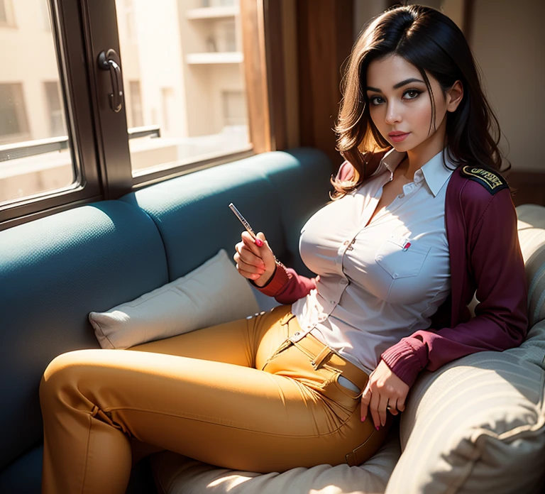 Perfect masterpiece, EXTREMELY DETAILED CG UNITY 32K UHD QUALITY RESOLUTION, CRU photo, photo realist, award-winning portrait, offcial art, PROFESSIONAL KINEMATIC LIGHTING, PROFESSIONAL FILM QUALITY. LANA RHOADES, very slim and sexy body, is wearing a dark green jacket over a white bikini
