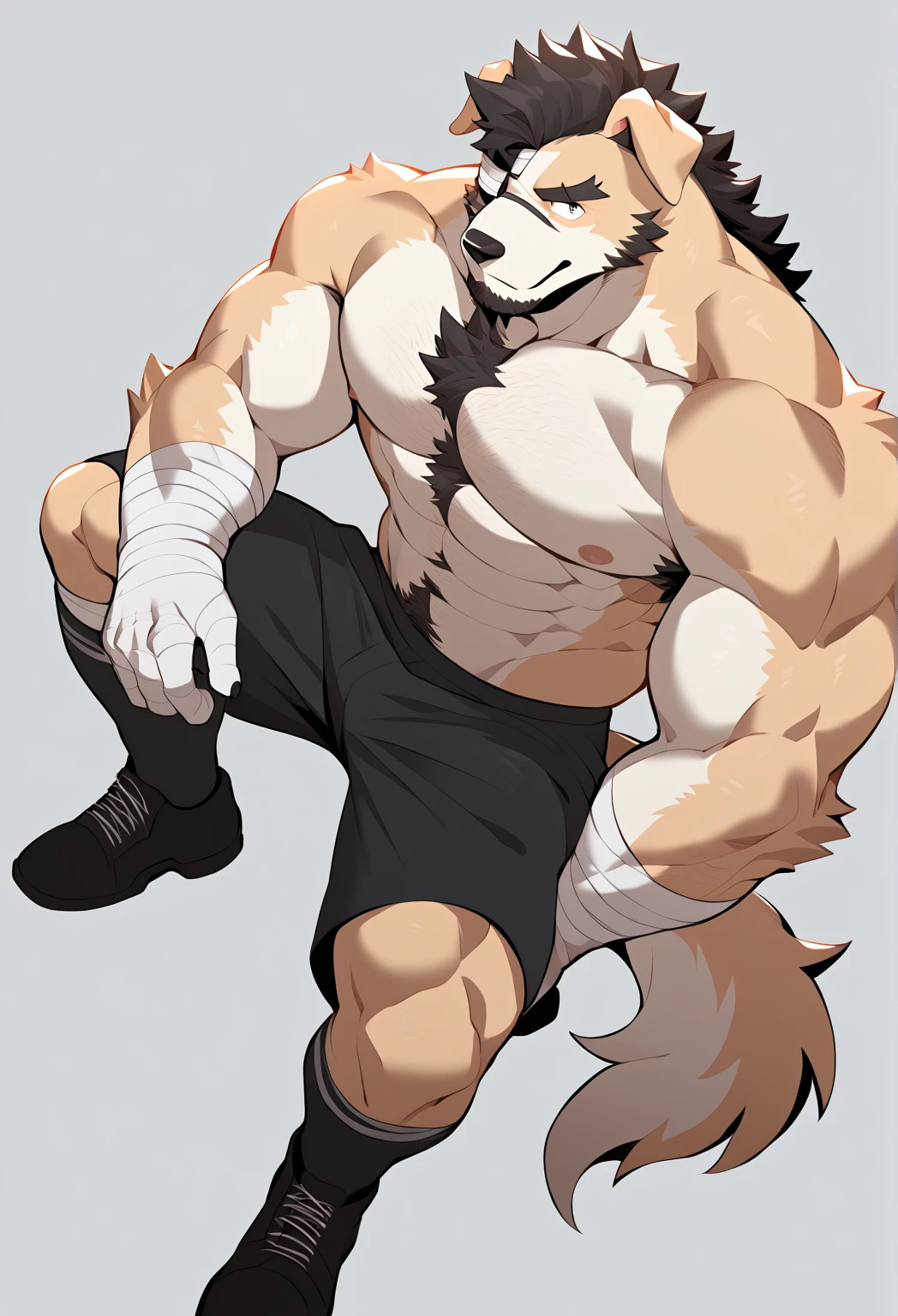 laying flat on floor well built polar bear dad t pose , naked white briefs jeans  , detailed white feet five toes  with white  sock,  profile, evil smirk blush sweating , kemono , high quality  , by rossciaco  ,