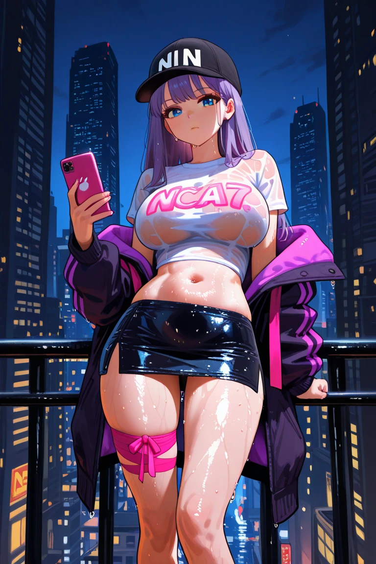 Create anime character;
{background: capital HD text: “GLBK” in right-top, sea}, tanned skin,
realistic, HDR, beautiful, korean style, full body, age 20, hoodie HD text: “JULI”, female, gradient hair, long hair, open breast, sexy body, big boobs
