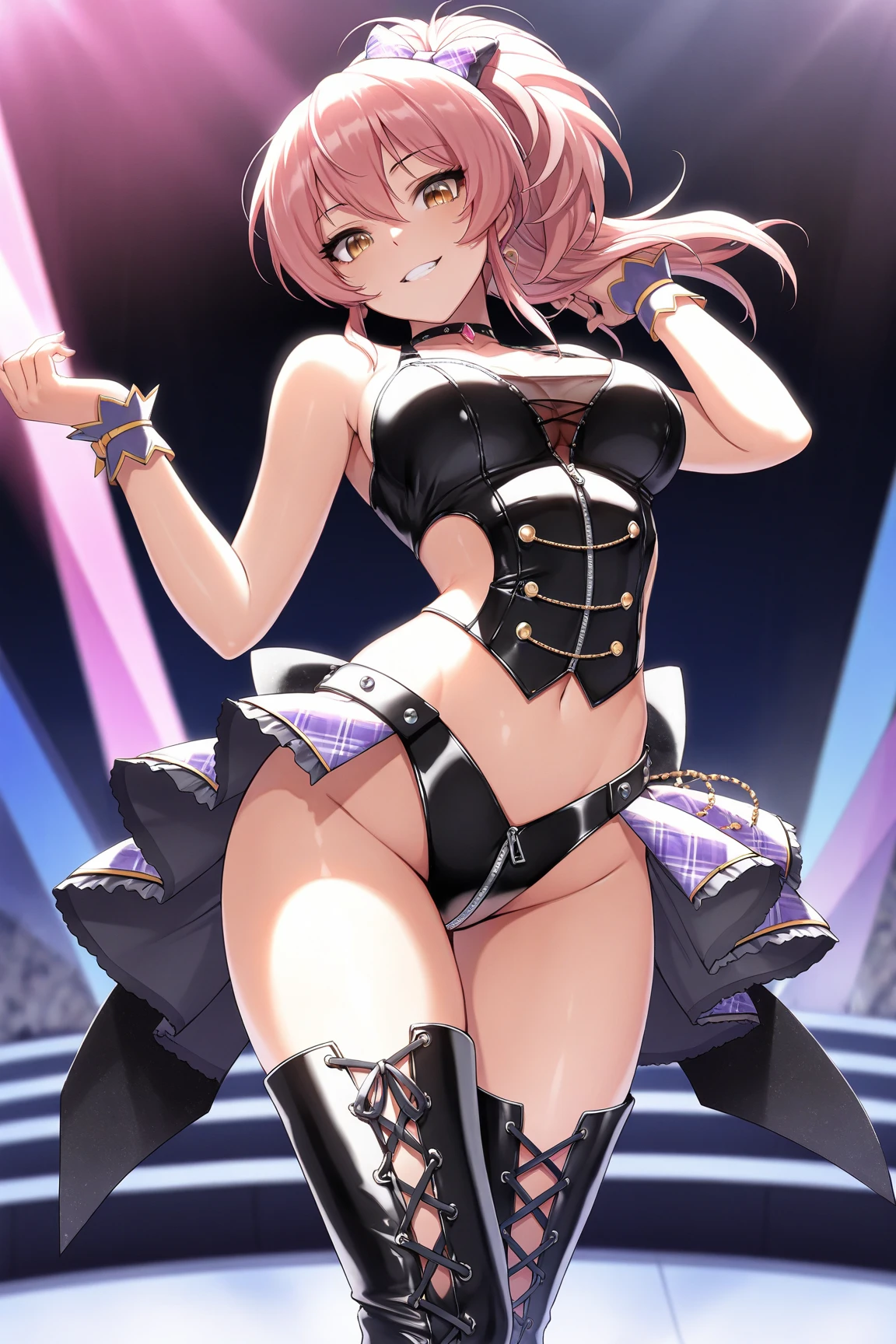 (((masterpiece))), ((highest quality)), ((Very detailed)), ((High resolution)), ((8k)), ((Anatomically correct)), One Woman, Big Breasts, Short Hair, (he is short), Very cute woman, delicate, Charming smile, Light pink hair, Lilac eyes, Bright Eyes, Big Eyes, Best moment, Vivid eyes, Beautiful Skin, Cute face, delicateな腕, Detailed skin texture, Intricate details, Very detailedな顔, Beautiful Eyes, Beautiful curves, View your viewers, Beautiful thighs, Sweating, Casino venue at night, Looking up, Open your mouth, blush, Date with a lover, Wink with your right eye, A big smile, sit, ((Bunny girl)), (Fake rabbit ears head dress), (Lower your arms),