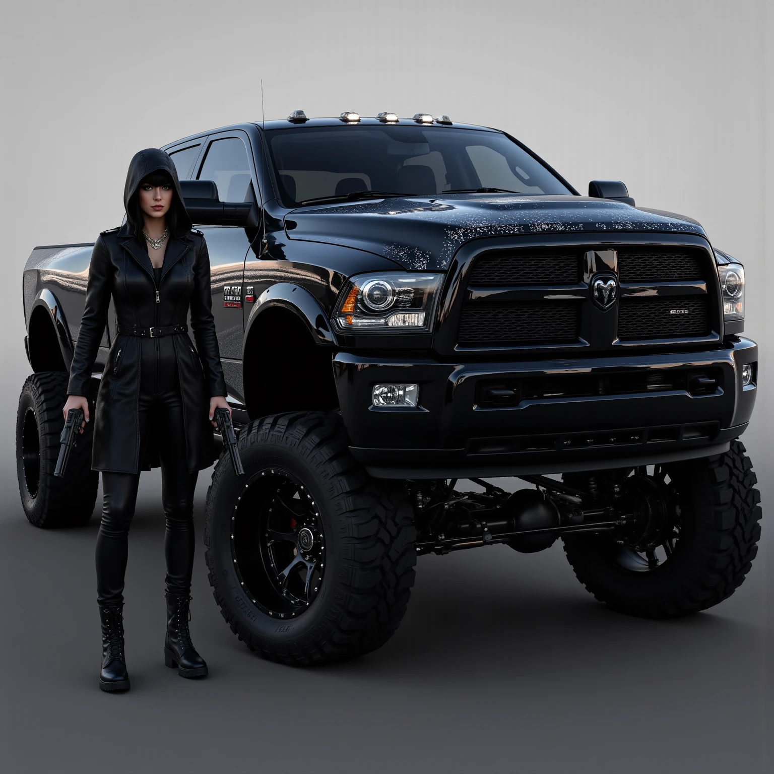 Dually Graphics Masterpiece, ultra-high resolution, highly detailed, shiny black ...