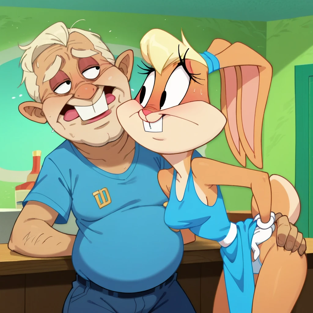 sexy 13yearold blonde slut is wearing a slutty bikini, she is having sex with a ugly 93yearold grandpa at his front door. porn, 1girl, 1old man, sex, uncensored