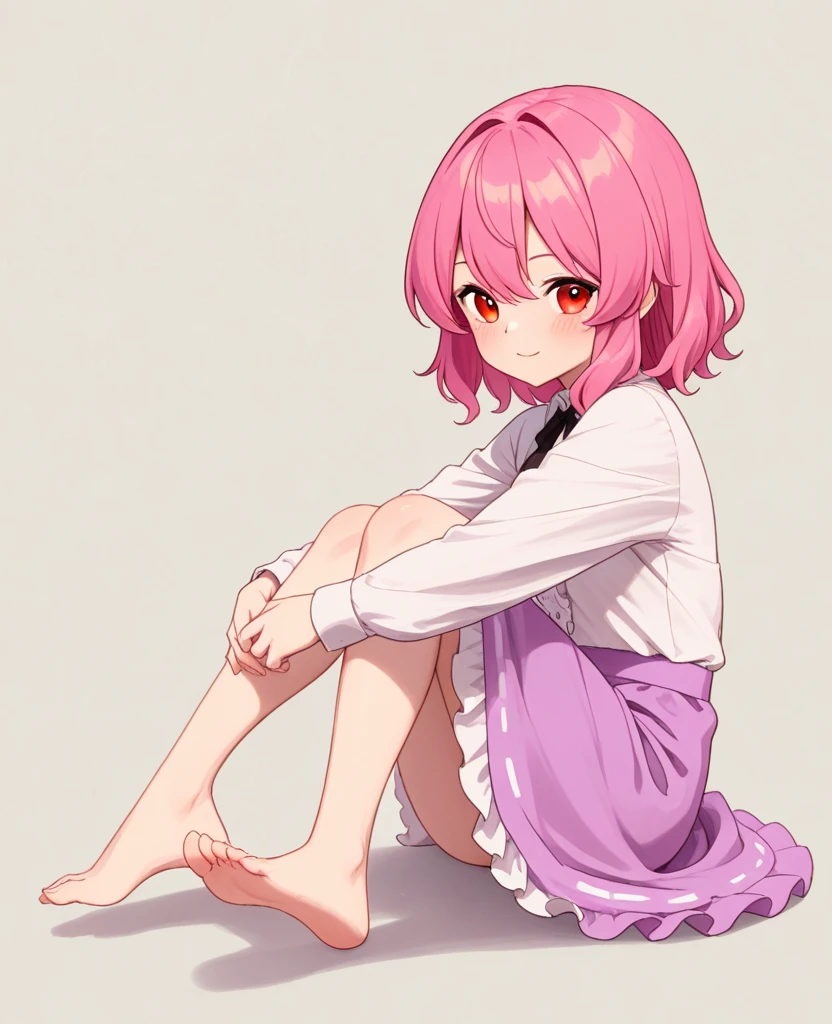 cute girl, with pink hair, wearing a modern flat hat with rounded white edges, Round hat, white hat, Short hair, round doll-like eyes, Big white shoes, adult girl, Drawing eyes is better, beautiful eyes, fine eye details, sexy body