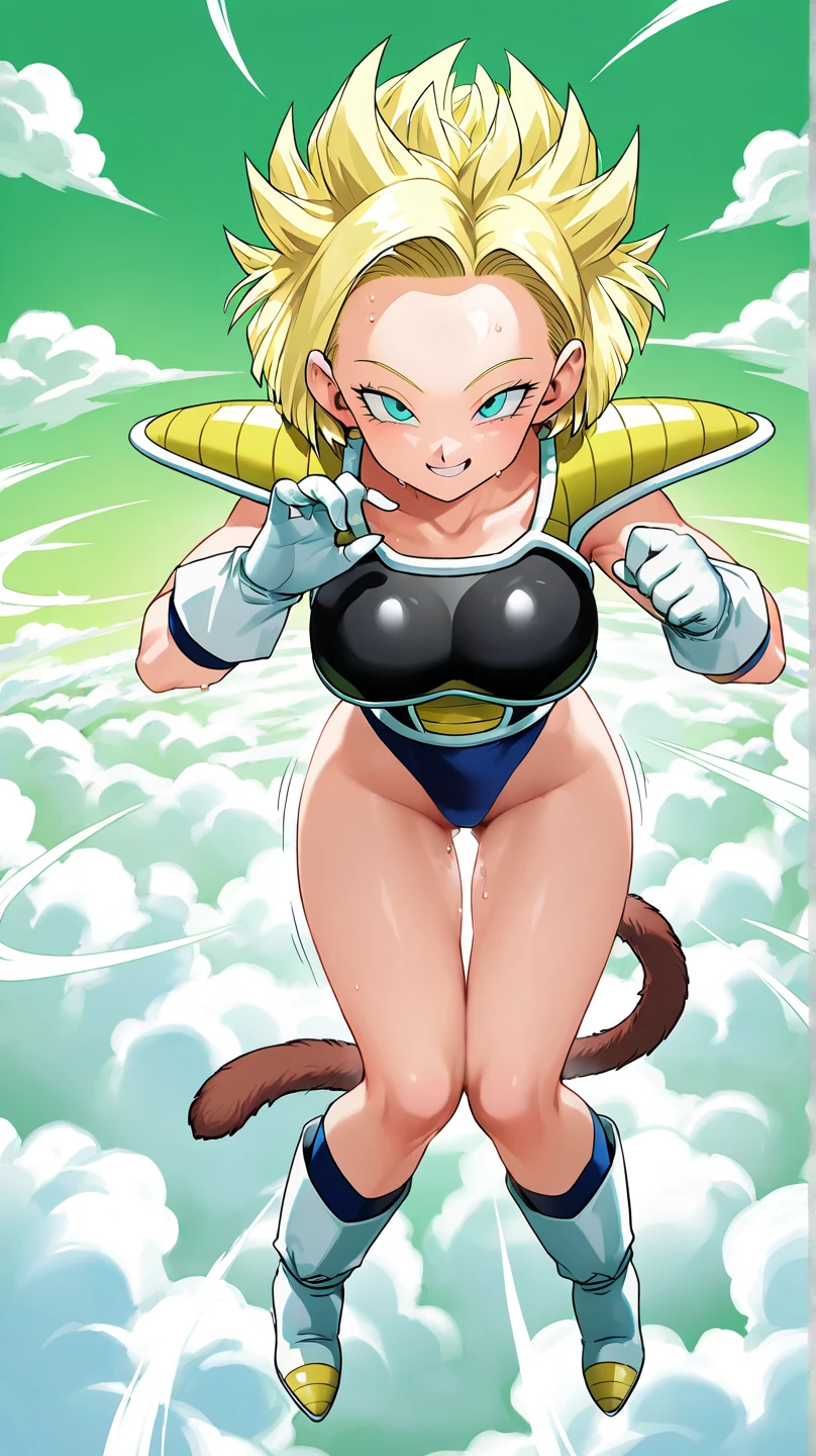 fountain_cheered up, score_9, score_8_above, score_7_above, cheered up screencap,
kefladb, 1 girl, 1 boy, Alone, smile, open mouth, blushing, blue eyes, belly button, potara earrings, muscular, ABS, spiky hair, Aura, saboveer saiyan, blonde eyebrows, blurred background, clavicle, eyebrows, green sky, no paboveils, shadow, standing, toned, v-shaped eyebrows, nude, tits, medium breasts, pubic hair, vagina, sex vagina