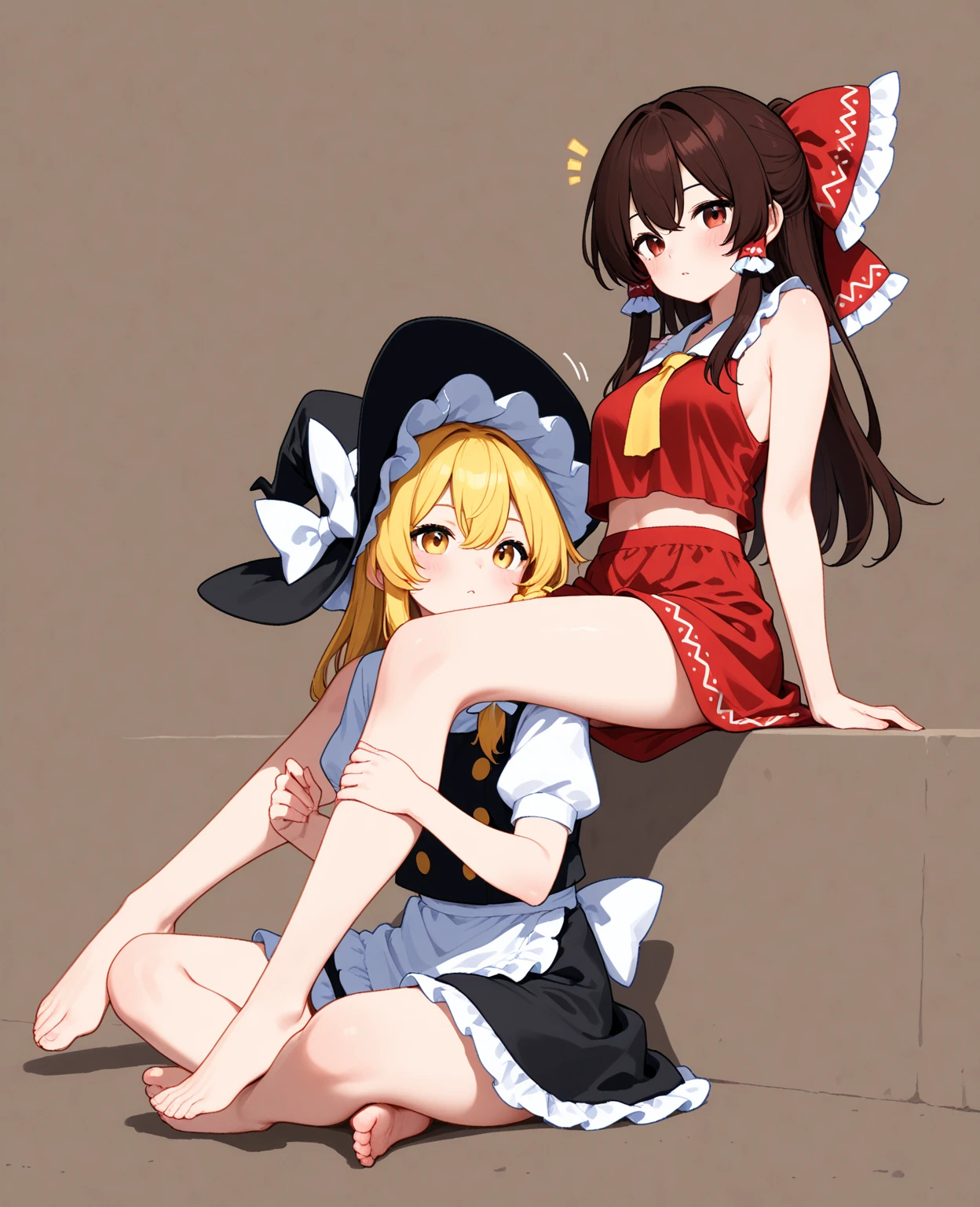 Panties looking up from directly below、Cute sisters standing