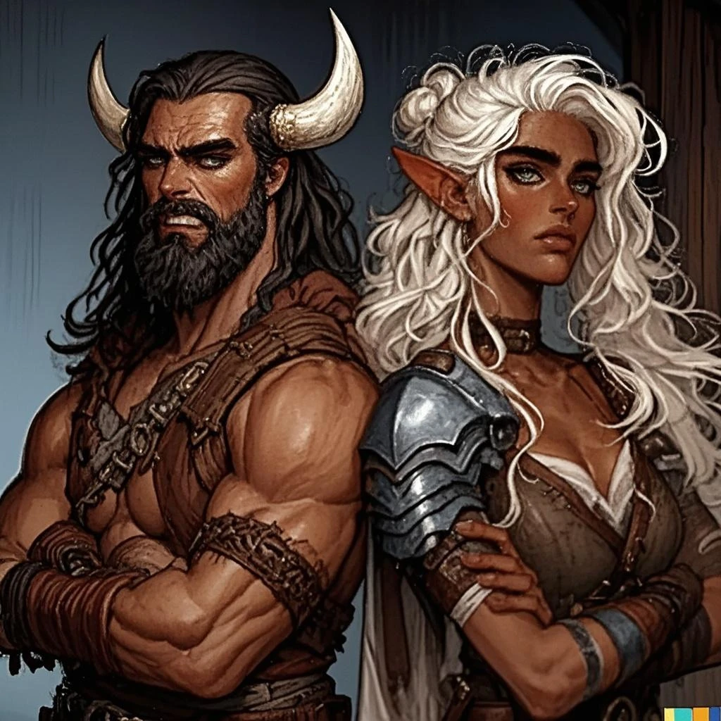 il y a deux personnes debout l’une à côté de l’autre dans une pièce, Plan moyen de deux personnages, de World of Warcraft, capture d&#39;écran de World of Warcraft, World of Warcraft style, Intimidating glare, kings argue in the background, dans World of Warcraft, couples portrait, Munster in the background, Style artistique de World of Warcraft