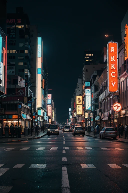 Neon city streets of cyberpunk, masterpiece,