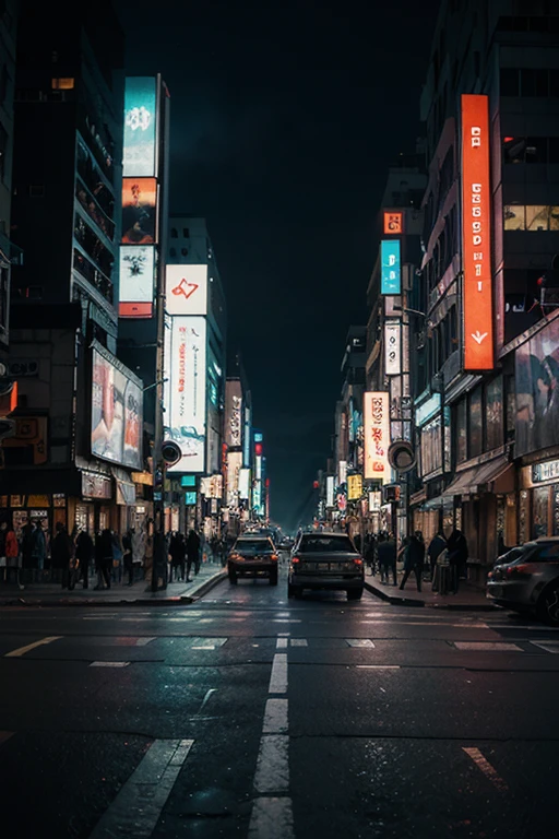 Neon city streets of cyberpunk, masterpiece,