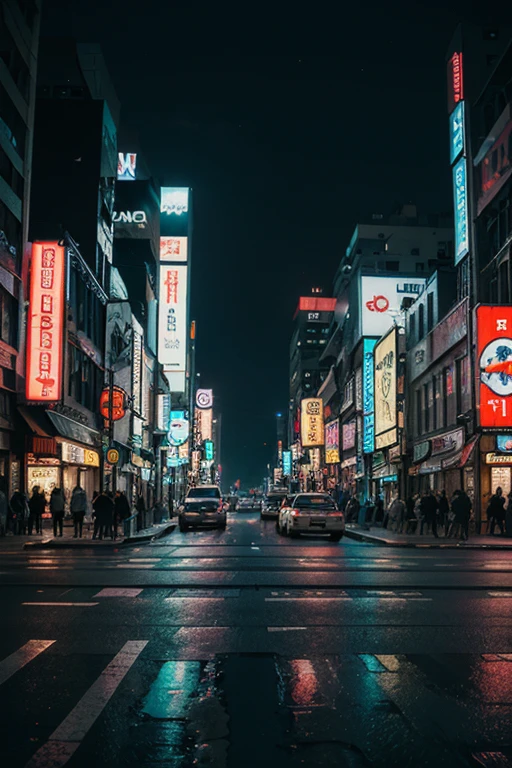 Neon city streets of cyberpunk, masterpiece,