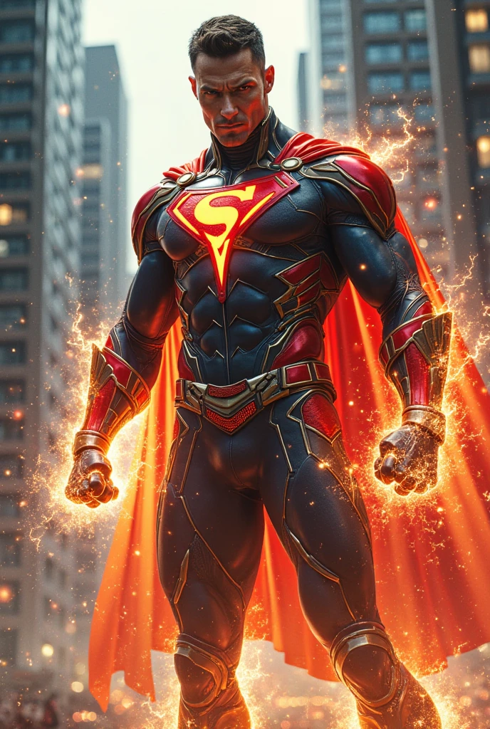 modern indian superhero,cape,laser eyes