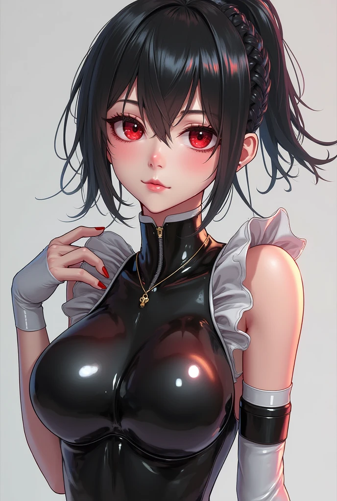 ((masterpiece,hight resolution,8K picture quality,top-quality)),1girl in,((extra detailed face)),a 20 yo woman,Sateen,Delicate eyes,Dark purple eyes,((hairstyle on:buzzcut)),A dark-haired,Dramatic makeup,profile,see cocktails,((The upper part of the body:1.5)),Large piercings,Embarrassed look,((smooth lips,red lipsticks,attractive rap)),Natural complexion,Super delicate CG unity,black leather mock sleeveless,A sexy,double tooth,street,Mileland,Rain at night