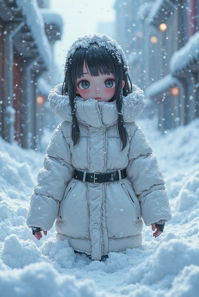 brincando na neve, menina, barnet, cabelo prateado, pullover, gloves on the hands
