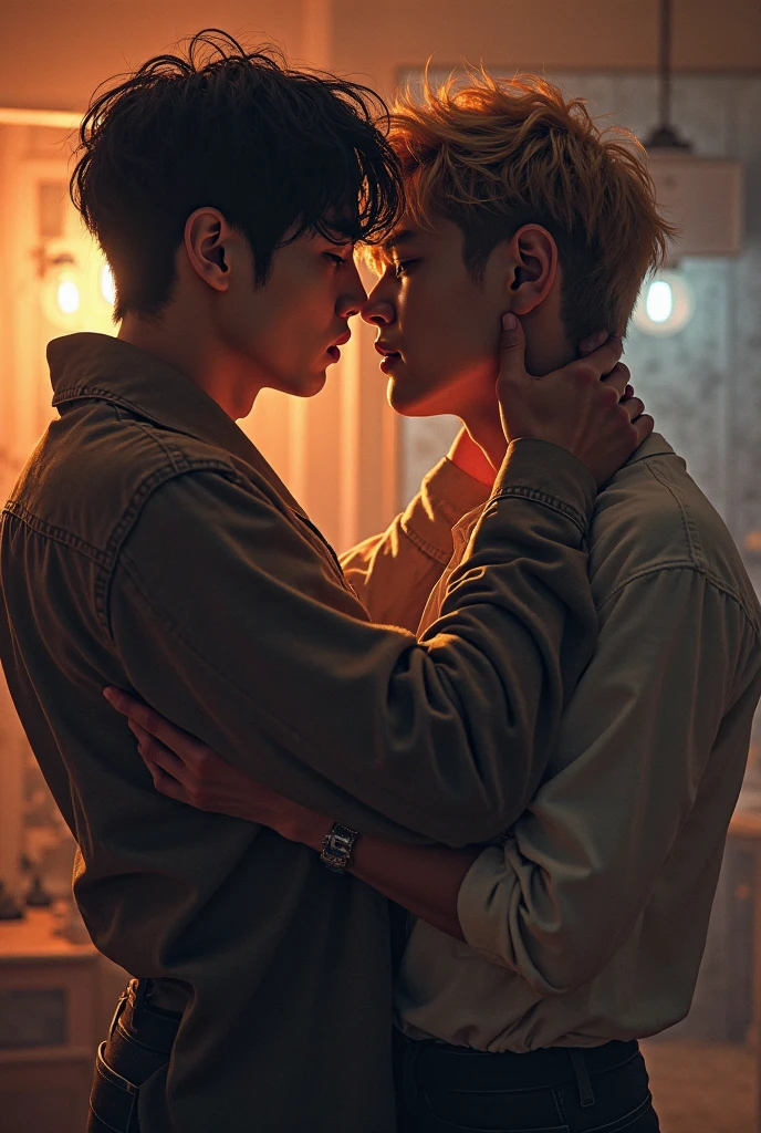 V (de bts) besandose con Jungkook (de bts)